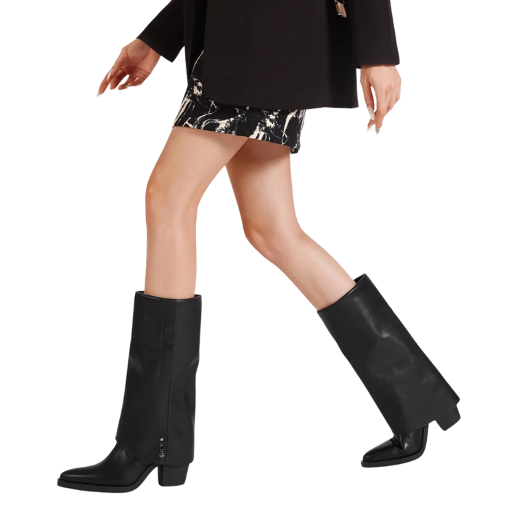 Queen Helena Stivale da Donna con risvolto in pelle Art.X33-103 Col.Nero