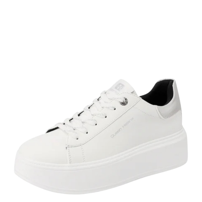 Queen Helena Scarpe da Donna con platform e dettaglio metallizzato Art.X33-4 Col.Bianco
