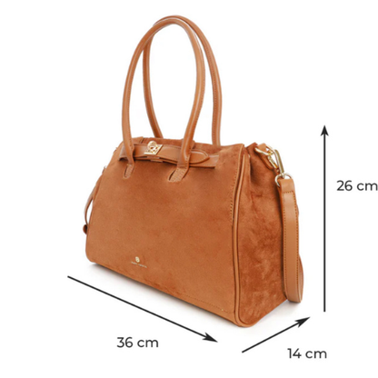 Queen Helena Borsa da Donna in camoscio con tracolla e fibbia Art.LW208 Col.Marrone