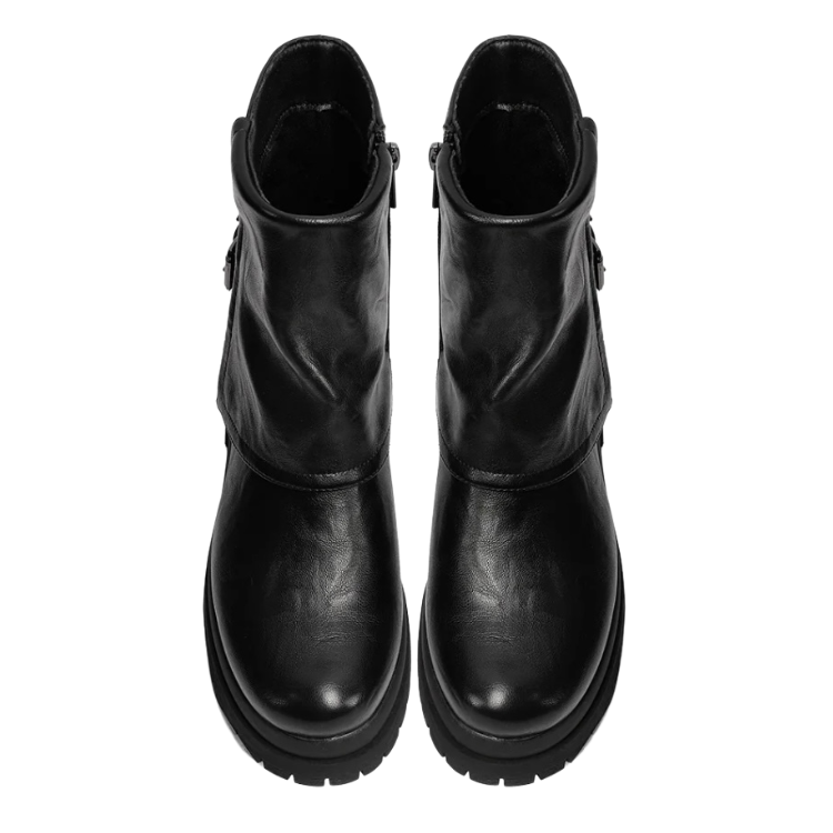 Queen Helena Stivaletti da Donna con fibbie laterali e suola carrarmato Art.X33-96 Col.Nero