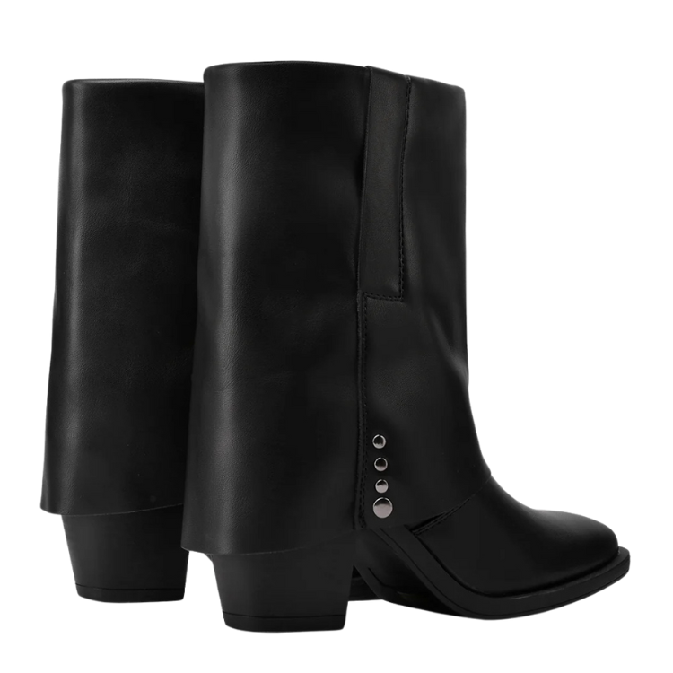 Queen Helena Stivale da Donna Texano in ecopelle con gambale morbido Art.X33-102 Col.Nero