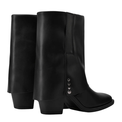 Queen Helena Stivale da Donna Texano in ecopelle con gambale morbido Art.X33-102 Col.Nero