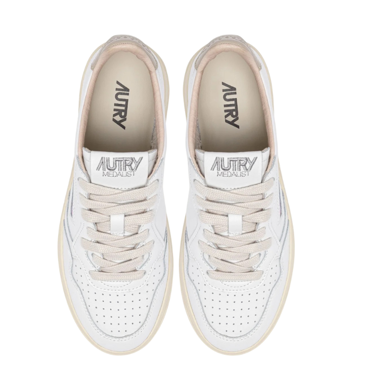 Autry Medalist Low Scarpe da Donna Art.AULW LL87 Col.Bianco con riporto Beige