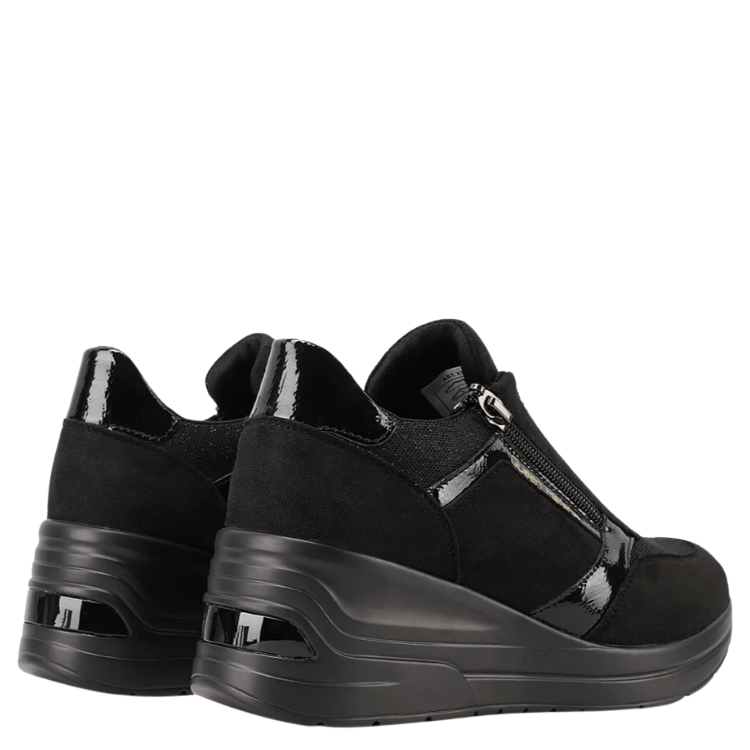 Queen Helena Scarpe da Donna con punta affusolata e zeppa Art.X33-28 Col.Nero