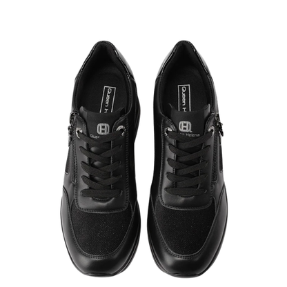 Queen Helena Scarpe da Donna con zeppa e zip laterale Art.X33-27 Col.Nero