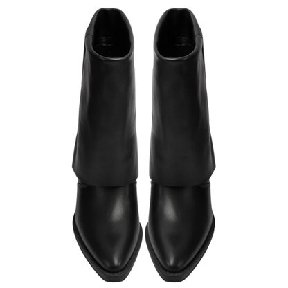 Queen Helena Stivale da Donna Texano in ecopelle con gambale morbido Art.X33-102 Col.Nero