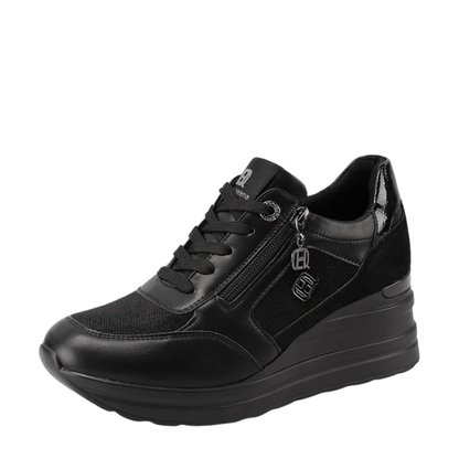 Queen Helena Scarpe da Donna con zeppa e zip laterale Art.X33-27 Col.Nero