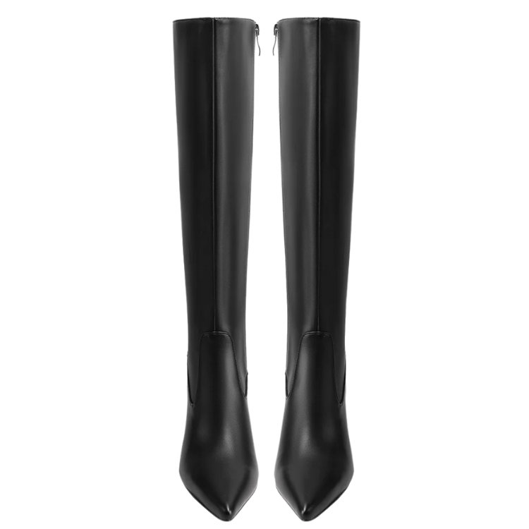 Queen Helena Stivale da Donna alto con tacco basso a punta Art.K4077 Col.Nero