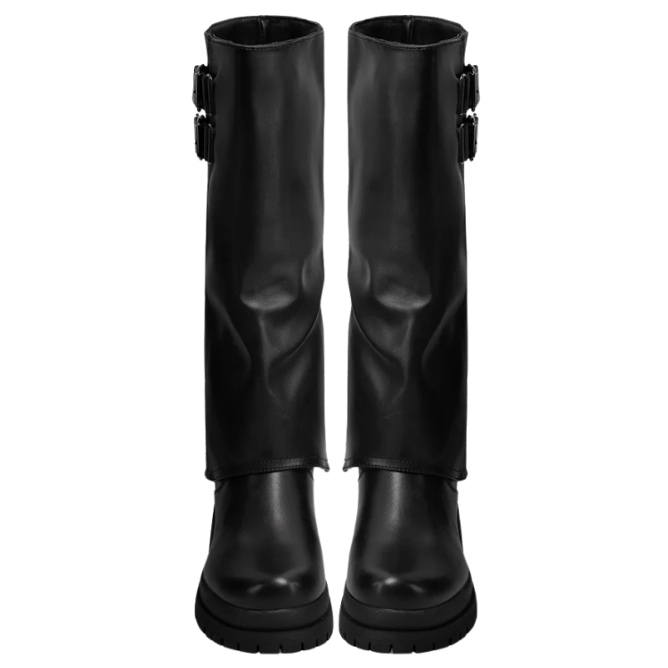 Queen Helena Stivale da Donna con fibbie e suola carrarmato Art.X33-94 Col.Nero