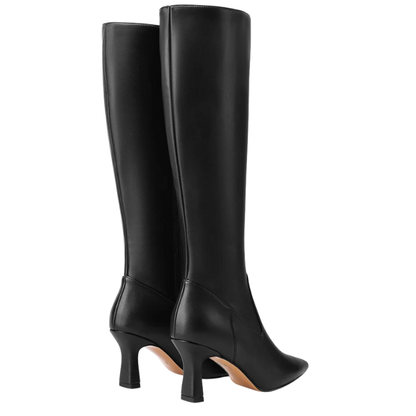 Queen Helena Stivale da Donna alto con tacco basso a punta Art.K4077 Col.Nero