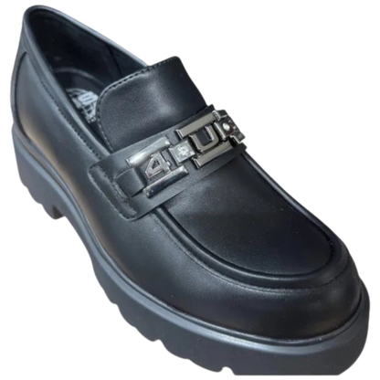 4US By Paciotti Scarpe da Donna Mocassino con rialzo in pelle Art.4BX113 Col.Nero