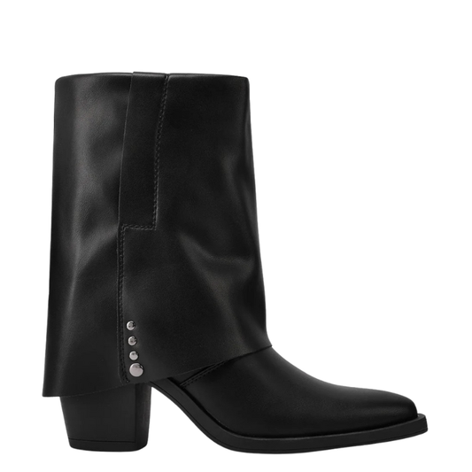 Queen Helena Stivale da Donna Texano in ecopelle con gambale morbido Art.X33-102 Col.Nero