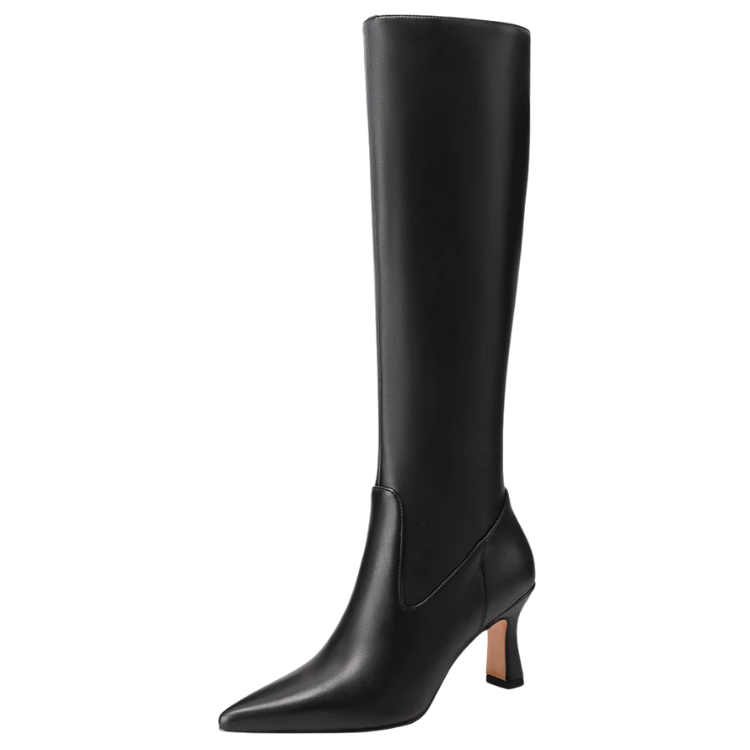 Queen Helena Stivale da Donna alto con tacco basso a punta Art.K4077 Col.Nero