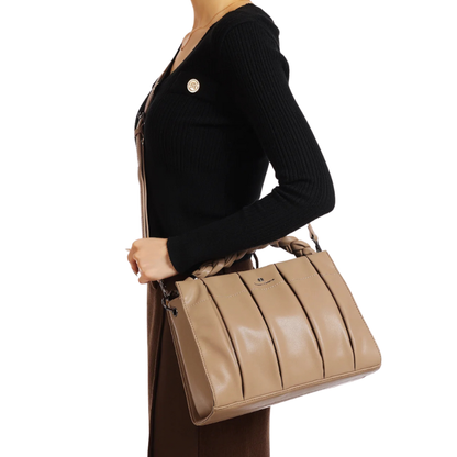 Queen Helena Borsa da Donna in ecopelle con manico e tracolla rimovibile Art.M1057N Col.Beige