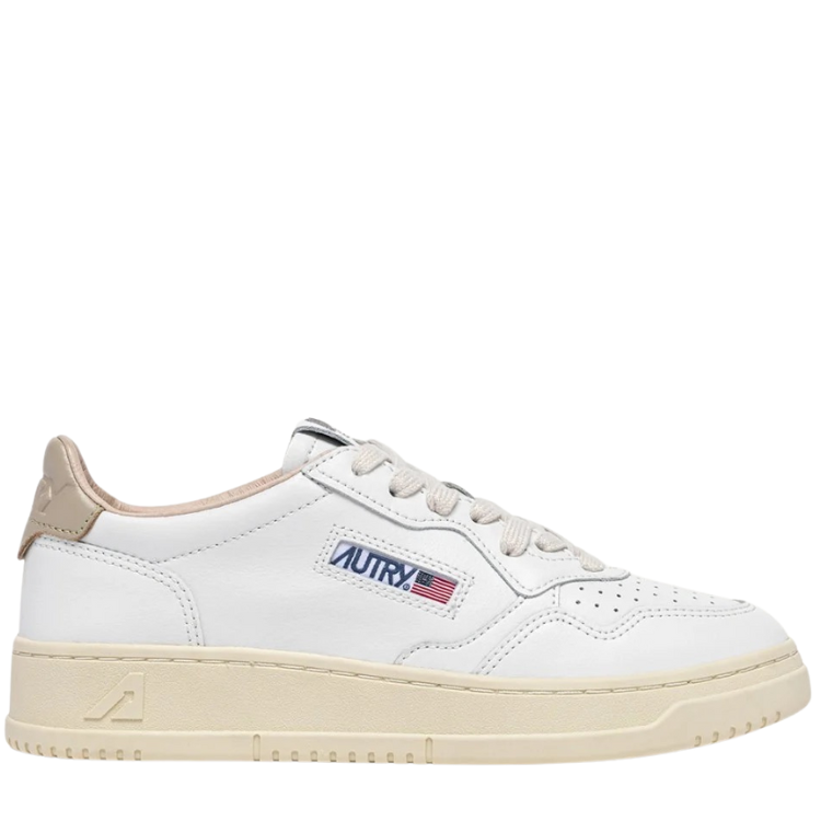 Autry Medalist Low Scarpe da Donna Art.AULW LL87 Col.Bianco con riporto Beige