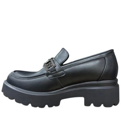 4US By Paciotti Scarpe da Donna Mocassino con rialzo in pelle Art.4BX113 Col.Nero