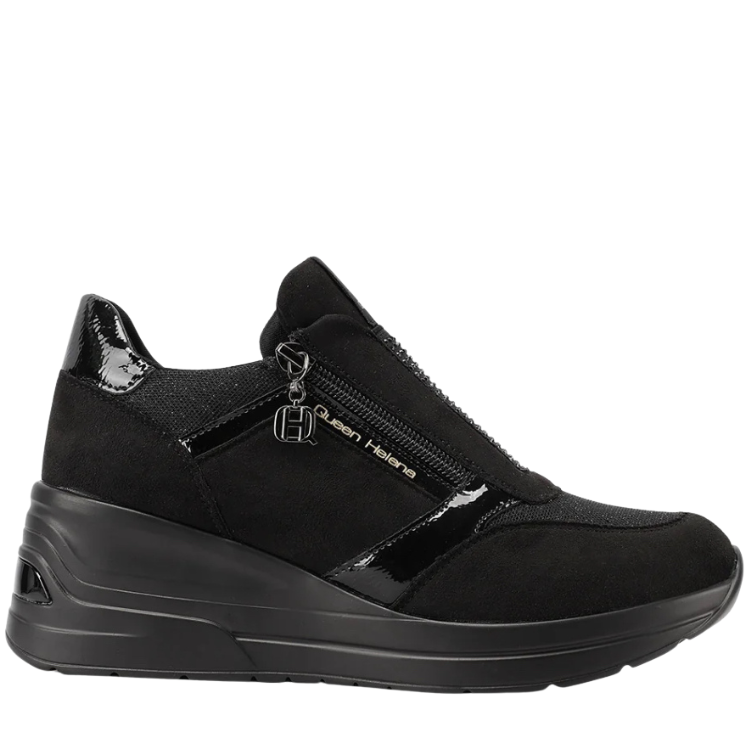 Queen Helena Scarpe da Donna con punta affusolata e zeppa Art.X33-28 Col.Nero