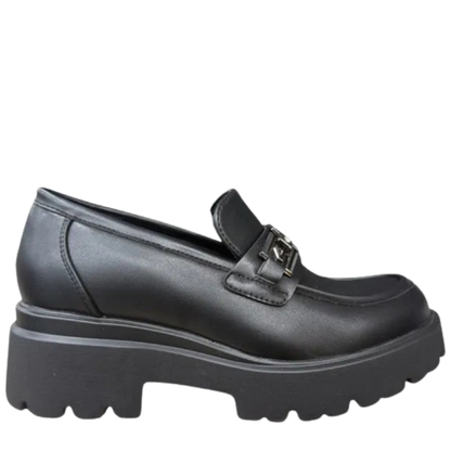 4US By Paciotti Scarpe da Donna Mocassino con rialzo in pelle Art.4BX113 Col.Nero