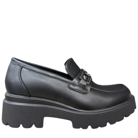 4US By Paciotti Scarpe da Donna Mocassino con rialzo in pelle Art.4BX113 Col.Nero