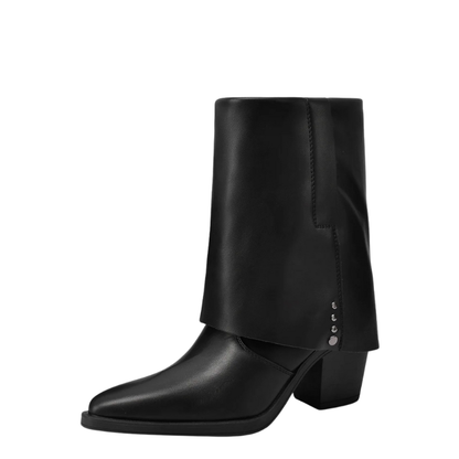 Queen Helena Stivale da Donna Texano in ecopelle con gambale morbido Art.X33-102 Col.Nero