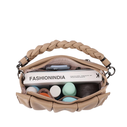 Queen Helena Borsa da Donna in ecopelle con manico e tracolla rimovibile Art.M1057N Col.Beige