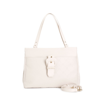Cafènoir Borsa donna Shopping bag con stampa monogram embossed con tasca Bianco