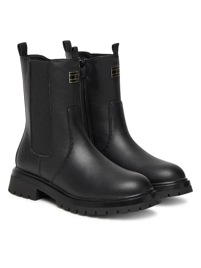 Tommy Hilfiger Stivaletti da Donna in pelle nero con cerniera laterale T3A5-34016-1355999