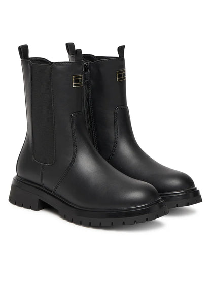 Tommy Hilfiger Stivaletti da Donna in pelle nero con cerniera laterale T3A5-34016-1355999