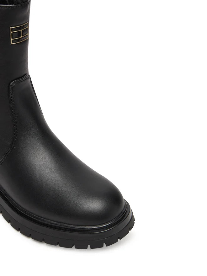 Tommy Hilfiger Stivaletti da Donna in pelle nero con cerniera laterale T3A5-34016-1355999